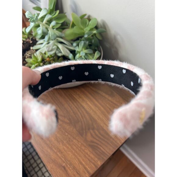 NEW Lele Sadoughi Leopard Knit Alice Gold-Tone Charm Headband Pink Leopard - Picture 6 of 7